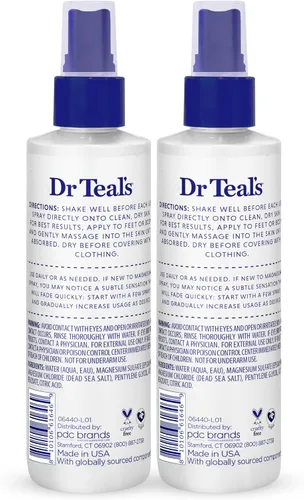Vista 2 de Dr Teal's - Spray de magnesio con sal natural del Mar Muerto, sin fragancia, 8 fl oz (Paquete de 2)