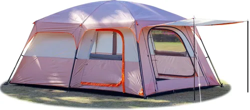 Vista 21 de KTT Extra Large Tent 8-10-12-14 Person(A),Family Cabin Tents,2 Rooms,3 Doors and 3 Windows with Mesh,Straight Wall,Waterproof,Double Layer,Big Tent