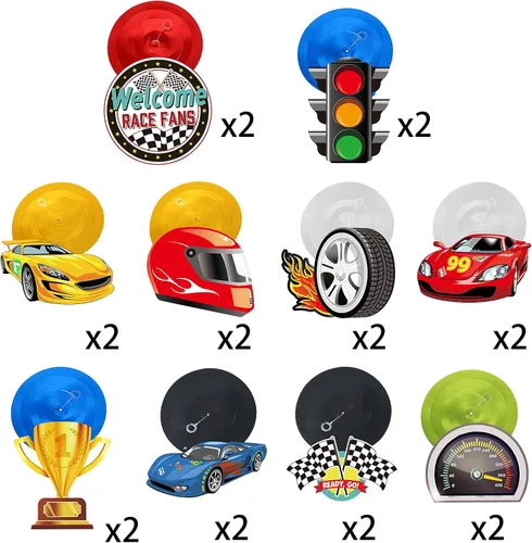 Vista 4 de Containlol 30 piezas de remolinos colgantes para fiesta de autos de carreras, banderas, banderas a cuadros, suministros de fiesta de cumpleaños