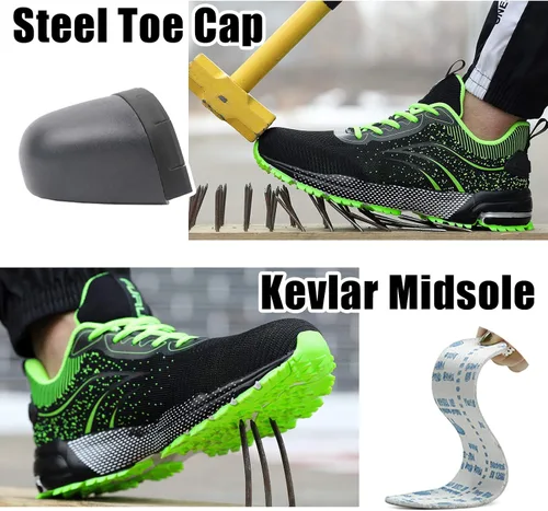 Vista 3 de Furuian Steel Toe Shoes for Men Women Lightweight Safety Shoes Comfortable Steel Toe Sneakers Warehouse Industry Work Shoes