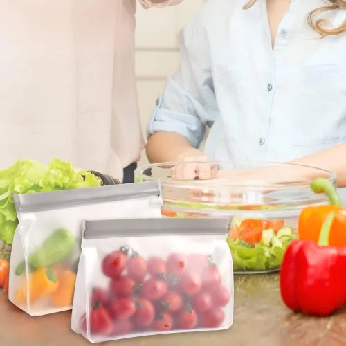 Vista 7 de Bolsas de almacenamiento reutilizables, bolsas con cierre de cremallera, bolsas reutilizables para sándwiches, bolsas de almuerzo para congelador, a