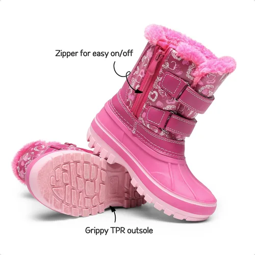 Vista 2 de DREAM PAIRS Botas de nieve de invierno para niños y niñas, hasta la pantorrilla
