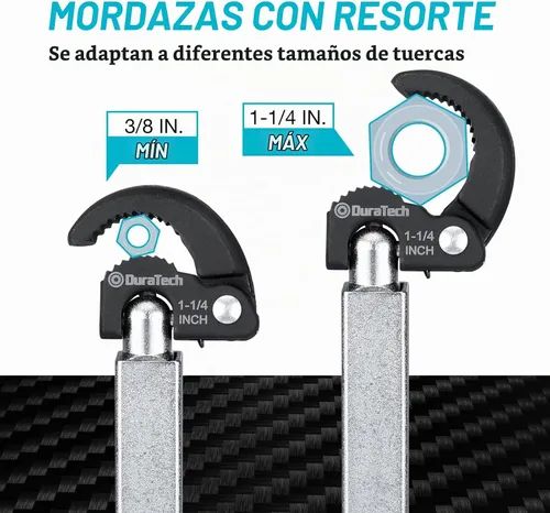 Vista 3 de DURATECH Llave telescópica para lavabo, llave de fregadero, mandíbula ajustable de capacidad de 3/8'' a 1-1/4'' con mango extensible de 10" a 17