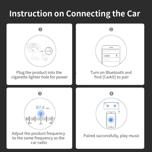 Vista 6 de Transmisor FM Bluetooth 5.0 manos libres kit de coche con carga rápida QC 3.0 adaptador de radio de coche con micrófono CVC reducción de ruido