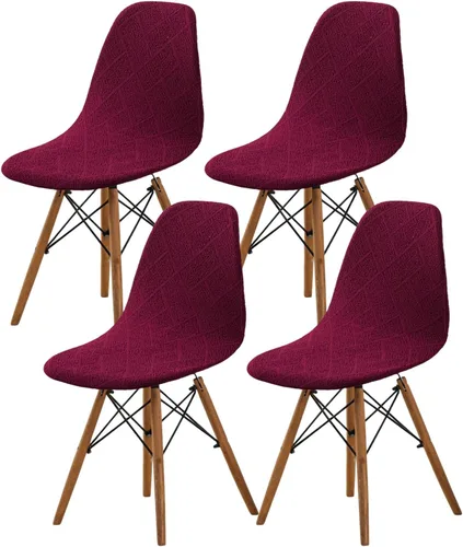 Vista 24 de HAOYONG Fundas para silla de comedor modernas de mediados de siglo, funda estampada para silla sin brazos, fundas elásticas para cocina, oficina