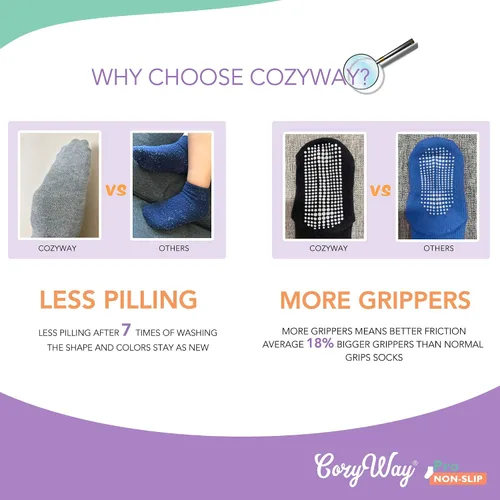 Vista 3 de CozyWay Calcetines de tobillo antideslizantes para niños pequeños con empuñaduras - Calcetines de corte bajo para bebés niñas y niños con pinzas