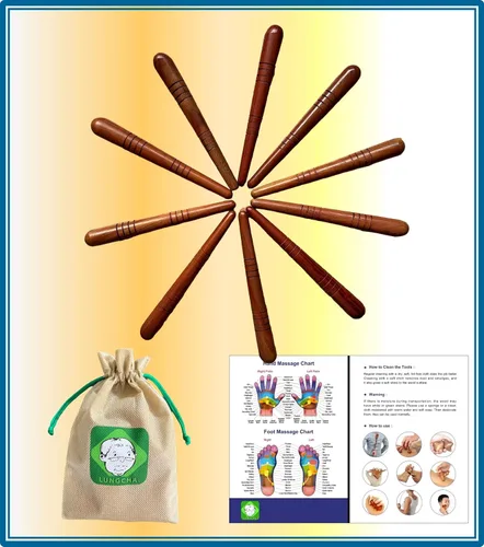 Vista 4 de Lungcha Kit de herramientas de masajeador de pies con guía de uso y bolsa de herramientas para pies, manos, espalda, cuello, hombro tailandés