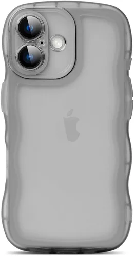 Vista 39 de SKYLMW Funda compatible con iPhone 12 Pro, diseño de ondas rizadas kawaii, borde chapado de lujo, elegante parte trasera transparente brillante, TPU