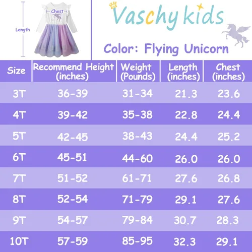 Vista 6 de VASCHY Dress for Girls, Cute Girls Casual Autumn Spring Long-Sleeve Outfit,ToddlerLittleBig Kid Girls Clothing Size 3-10T