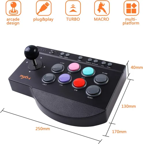 Vista 4 de PXN Street Fighter Arcade Game Fighter Arcade Fighting Stick con puerto USB, con funciones Turbo y macro, adecuado para PS3 PS4 Xbox ONENintendo