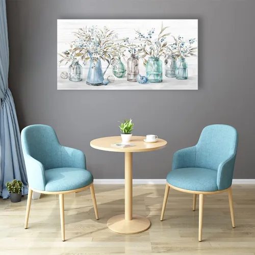 Vista 5 de Yearainn Lienzo decorativo para pared, diseño floral índigo, en frasco, botella de flores botánicas, 20 x 40 pulgadas, decoración de pared para sala