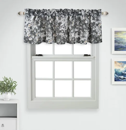 Vista 17 de Aiking Home Cenefas de ventana – 2 paneles de poliéster sólido cenefas de cocina con bolsillo para barra de 2.5 pulgadas para ventanas pequeñas