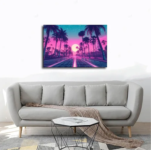 Vista 4 de XAHOR Neon Vaporwave Art Print – Cyberpunk Aesthetic Wall Decor – Retro Futuristic Subculture Poster – Trendy Modern Artwork Canvas Posters Wall Art