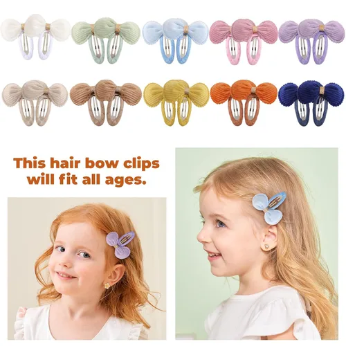 Vista 5 de YHXX YLEN 20 pinzas para el pelo con lazo para bebé, 2.36 pulgadas, totalmente envueltas y suaves, antideslizantes, pasadores para el cabello