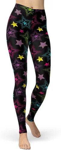 Vista 63 de sissycos - Leggings para mujer de los años 80 con estampado neón salpicado artístico, suaves como la seda y elásticas Splash abstracto
