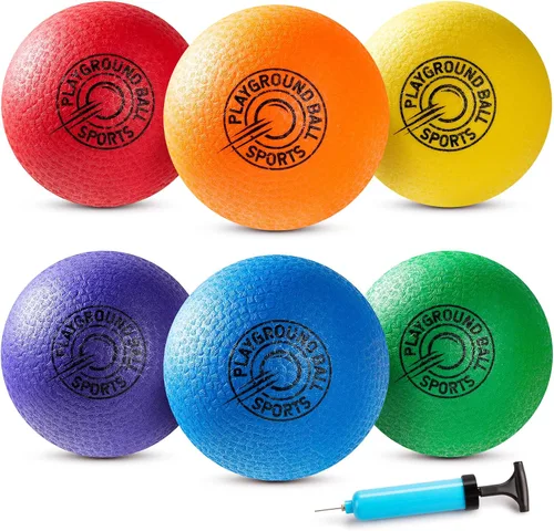 Vista 8 de EVERICH TOY Playground Balls Kickball, 6 or 12 Pack 8.5 Inch 4 Square Ball 8.5" Multicolor Air Touch