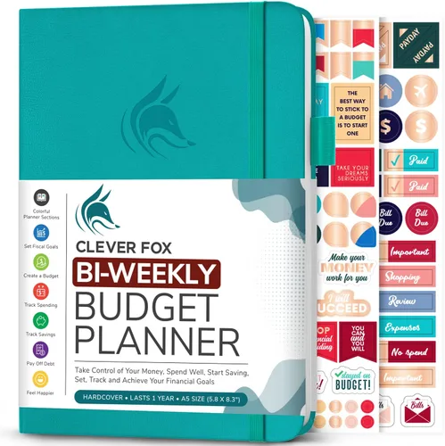 Vista 7 de Clever Fox Planificador de presupuesto bi semanal - Libro organizador financiero sin fecha - Rastreador de gastos, cuaderno de presupuestos y Negro