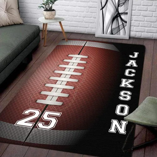 Vista 16 de Personalized Amazing Football Athlete Rug with Name Number, Football Welcome Mat 2x3 3x5 4x6 5x8, Sports Bathroom Rug for Living Room Bedroom