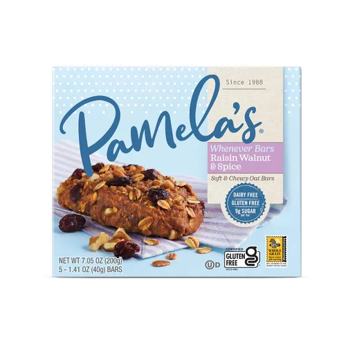 Vista 3 de Pamela's Whenever Bars Quartet - Cuarteto de barras sin gluten para el desayuno y aperitivos para llevar, almendra de arándano, especias de nuez