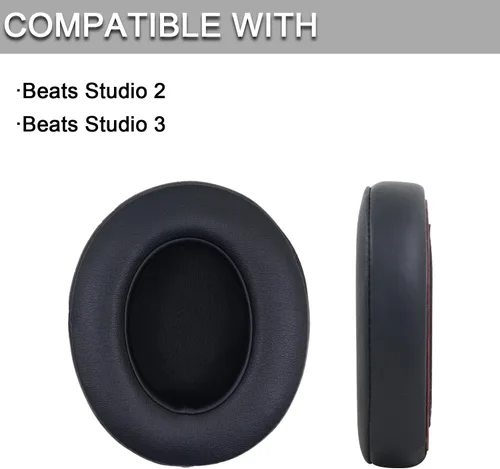 Vista 2 de Almohadillas de repuesto para auriculares Beats Studio 2 y Studio 3 con cable e inalámbricos, almohadillas de repuesto para auriculares con Negro