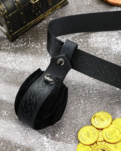 Vista 5 de 2 Pcs Medieval Viking Belt Medieval Faux Leather Belt Pouch Renaissance Leather Belt Medieval Bag Renaissance Accessories