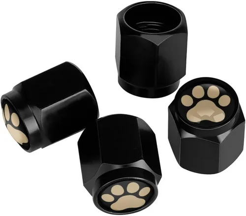 Vista 25 de Wolf - Tapones de válvula de neumático con bandera americana, tapas de válvula de neumático de aluminio negro, cubiertas universales