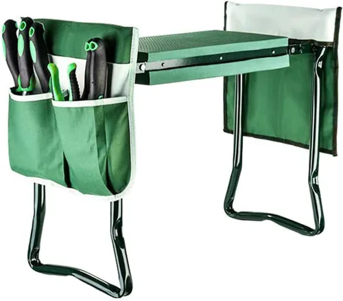 Vista 8 de BESTHLS Rodillero y asiento de jardín, taburete plegable resistente con almohadilla gruesa, bolsa de herramientas, capacidad de 330 libras, soporte