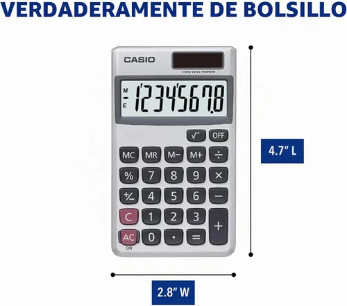 Vista 5 de Casio SL-300SV Calculadora de escritorio de función estándar Uso general Pantalla grande de 8 dígitos Tamaño de bolsillo Funciones