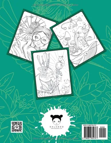 Vista 2 de Un mundo encantado Libro para colorear 40 ilustraciones de mundos imaginarios para adultos y niños. Adorables personajes y animales del artista