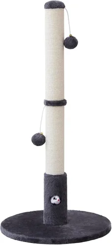 Vista 8 de Woochpet Poste rascador de gatos de 33 pulgadas de alto para adultos, poste rascador grande resistente con bola colgante con divertido agujero