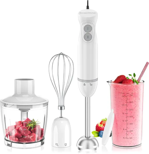 Vista 14 de Bonsenkitchen Hand Blender, Immersion Blender with 2 Mixing Speed, Electric Handheld Mixer Portable Stick Mixer with Stainless Steel Blades for