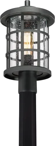 Vista 6 de Quoizel CSE9010EK Crusade - Soporte de poste para exteriores, 1 luz, 150 vatios, negro tierra (17 pulgadas de alto x 10 pulgadas de ancho)