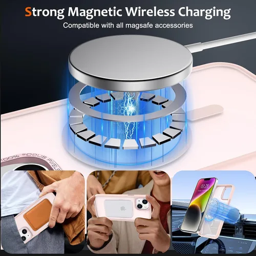 Vista 609 de Anuck - Funda magnética para iPhone 11 compatible con MagSafe, carcasa trasera mate translúcida dura, borde de TPU, delgada, resistente a impactos