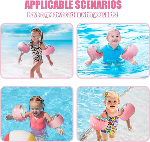 Vista 5 de Loowarts Flotadores de brazo para niños de 1 a 3 años, las bandas inflables flotan como alas de agua y trajes de baño, sistema de seguridad