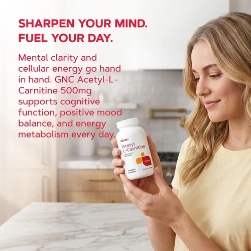 Vista 7 de GNC Acetil-L-carnitina 500 mg, apoya el equilibrio positivo del estado de ánimo, 60