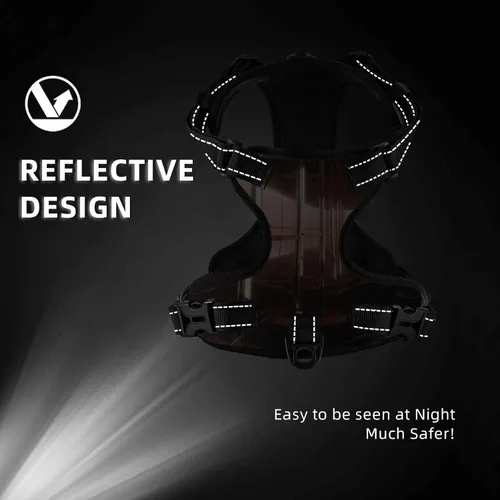 Vista 7 de Ray tracing Reflection Dog Harness – No Pull Pet Vest with Reflective Straps and Quick Release Buckles – Breathable Oxford Fabric, Adjustable