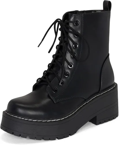 Vista 2 de Chariot & Co Pure- Botas de tobillo de moda con suela gruesa para mujer, con cordones y cremallera lateral