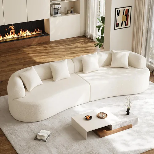 Vista 32 de Sofá seccional de gran tamaño de 147" para sala de estar, sofá moderno de lujo de chenilla suave de 4 plazas extra profundo y ancho con asiento