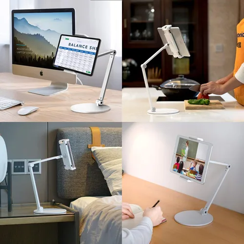 Vista 2 de Inifispce Soporte de tableta ajustable multiángulo y soporte de tableta de aleación de aluminio pesado para pantalla de 4.7 '' a 13'' Microsoft