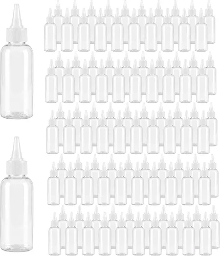 Vista 10 de MOUYAT 80 botellas de plástico de 4 onzas a granel con tapa superior giratoria, botellas de plástico transparente de 4.1 fl oz para condimentos