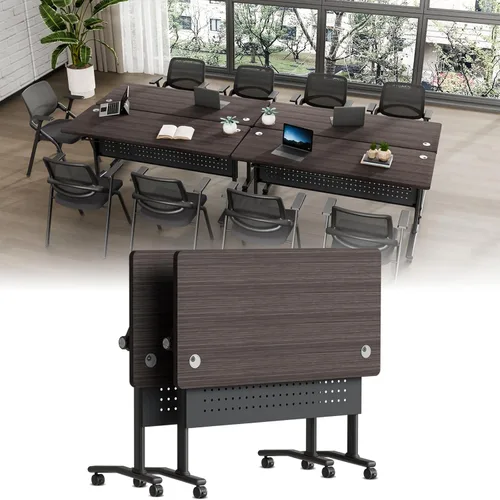 Vista 9 de Folding Conference Table with Wheels, Modular Foldable Conference Room Training Tables for Training Rooms, Flip Top Mobile Rolling Meeting Seminar