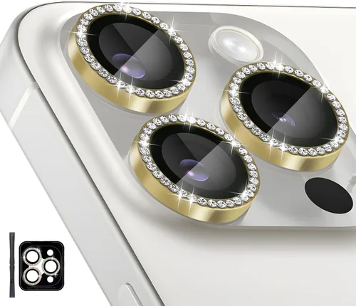 Vista 9 de Protector de lente de cámara para iPhone 16 Pro/iPhone 16 Pro Max, protector de lente de anillo de cámara de vidrio templado individual con bandeja