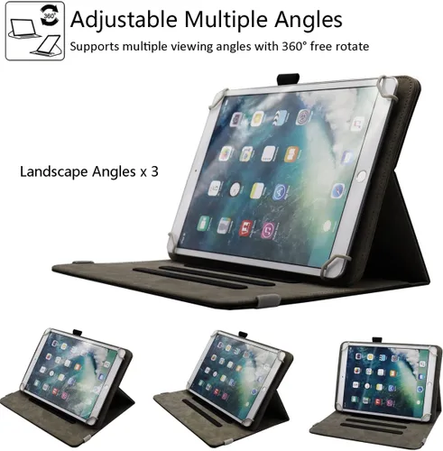Vista 4 de Funda universal para tablet Android de 7 y 8 pulgadas, piel sintética, rotación de 360 grados, soporte de visión multiángulo, para tabletas de 7.0