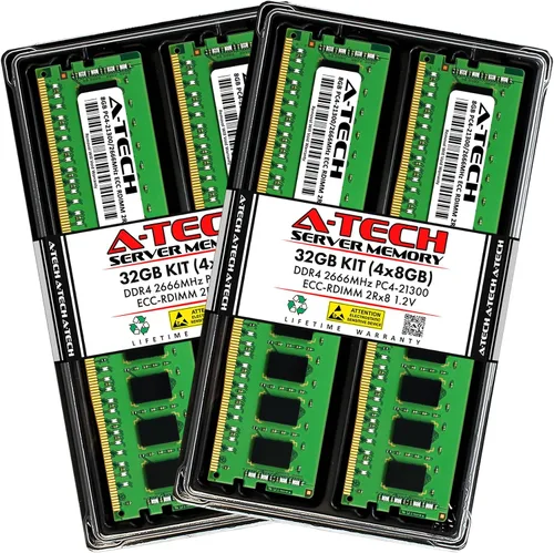 Vista 29 de A-Tech 4GB DDR4 2133MHz PC4-17000 ECC RDIMM 1Rx8 Single Rank 1.2V ECC Registered DIMM de 288 pines Módulo de actualización de memoria RAM