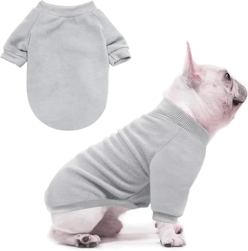 Vista 7 de Idepet Suéter de vellón para perro, camisa para perros pequeños, sudadera para mascotas, suéter suave para cachorros, camisa de invierno cálida