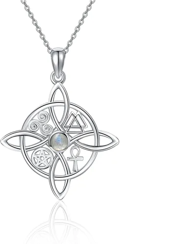 Vista 80 de YAFEINI Collar con dije de nudo de bruja de plata de ley, amuleto de bruja de cruz celta, regalo para mujer