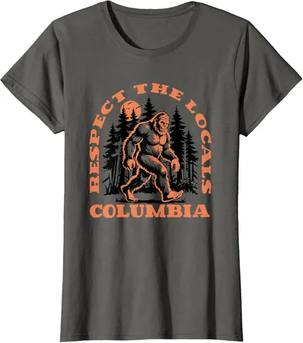 Vista 10 de Columbia Bigfoot Respect the Locals - Camiseta retro Sasquatch