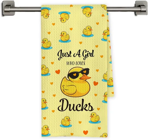 Vista 14 de Chicimln - Divertidas toallas de mano de goma para baño, estilo bohemio, para bañera, pato amarillo, toallas de mano decorativas para niños y niñas
