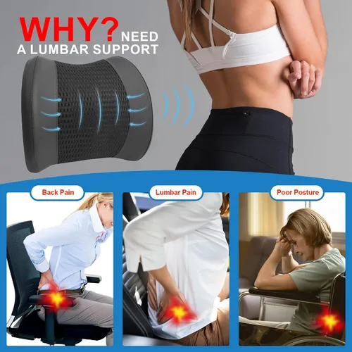 Vista 3 de Lofty Aim Cojín de apoyo lumbar de espuma viscoelástica que alivia el dolor de espalda baja, silla de automóvil, silla de oficina y almohada