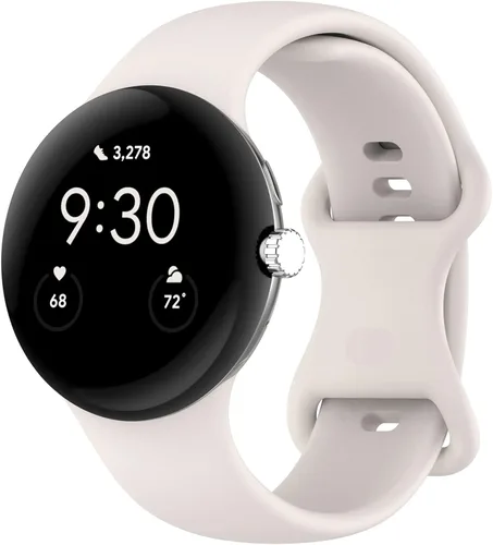 Vista 14 de Correa Compatible con Google Pixel Watch 1/2/3/4 (41mm), Pulsera de Reemplazo de Silicona Suave Deportiva para Google Pixel Watch 41mm Blanco